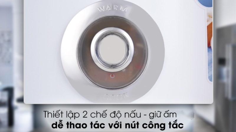 Chức năng nấu và giữ ấm của nồi cơm nắp gài Sunhouse SHD8606 1.8 lít dễ dàng điều chỉnh bằng nút công tắc