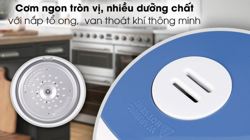 Nắp tổ ong và van thoát khí thông minh của nồi cơm nắp gài Sunhouse SHD8606 1.8 lít