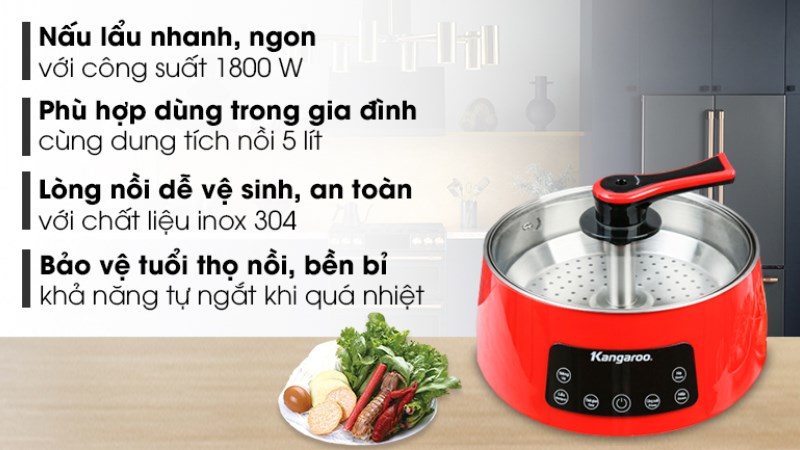 Ưu điểm của nồi lẩu thang máy Kangaroo KG278 5 lít