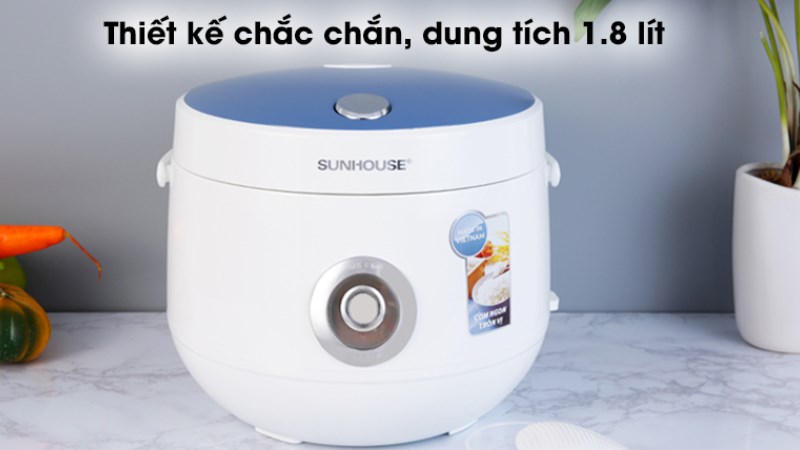 Nồi cơm nắp gài Sunhouse SHD8606 có dung tích1.8 lít, thiết kế độc đáo