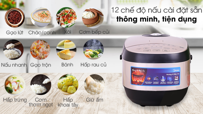12 chế độ nấu của nồi cơm điện tử Midea MB-FS5023