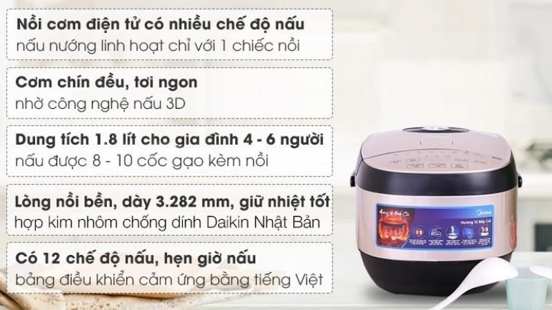 Ưu điểm của nồi cơm điện tử Midea MB-FS502