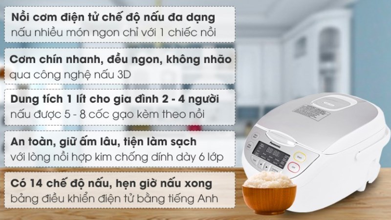 Ưu điểm của nồi cơm điện tử Panasonic 1 l&iacute;t SR-CP108NRA