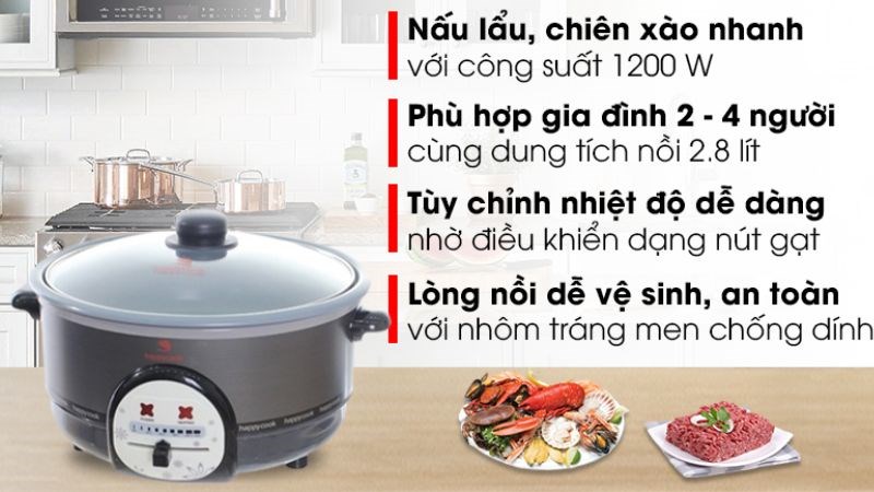 Ưu điểm nồi lẩu điện Happycook 