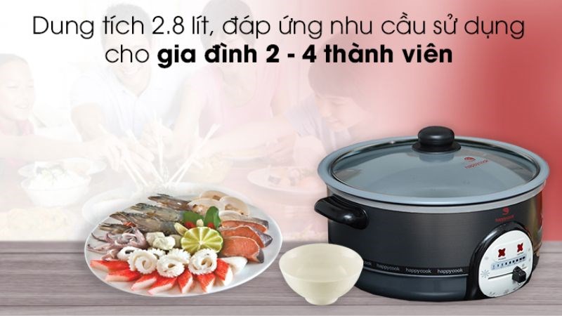 Nồi Happycook HCHP-300A 2.8 lít chỉ thích hợp cho gia đình 4 người