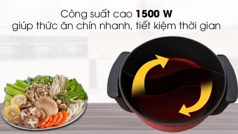 Nồi lẩu điện Mishio MK-112 5 l&iacute;t c&oacute; c&ocirc;ng suất 1500W