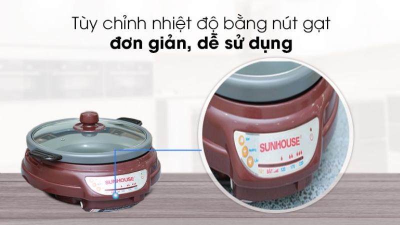 Ưu điểm bảng điều khiển thanh gạc của nồi lẩu điện Sunhouse SH-535L