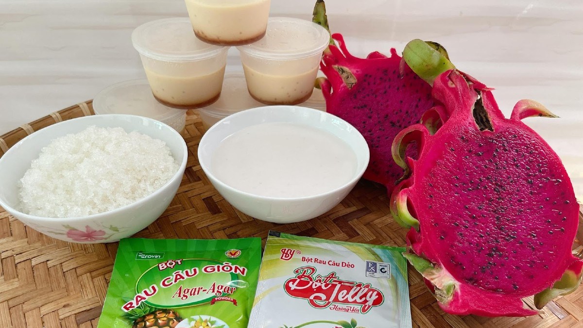 Nguyên liệu món ăn bánh trung thu rau câu nhân bánh flan