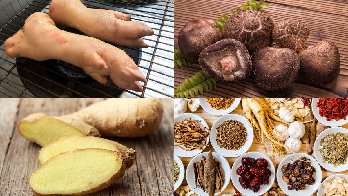 Nguyên liệu món ăn 2 cách làm chân giò hầm ngũ vị và hầm đậu phộng