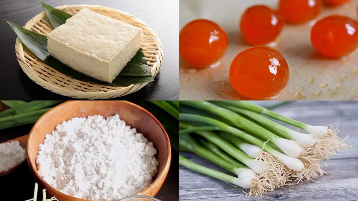 Nguyên liệu làm đậu hũ chiên trứng muối