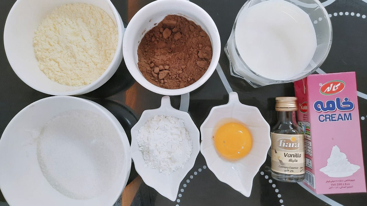 Nguyên liệu thực hiện món kém socola