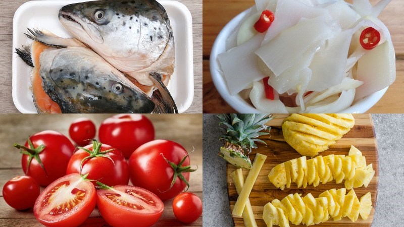 Nguyên liệu món ăn lẩu cá hồi