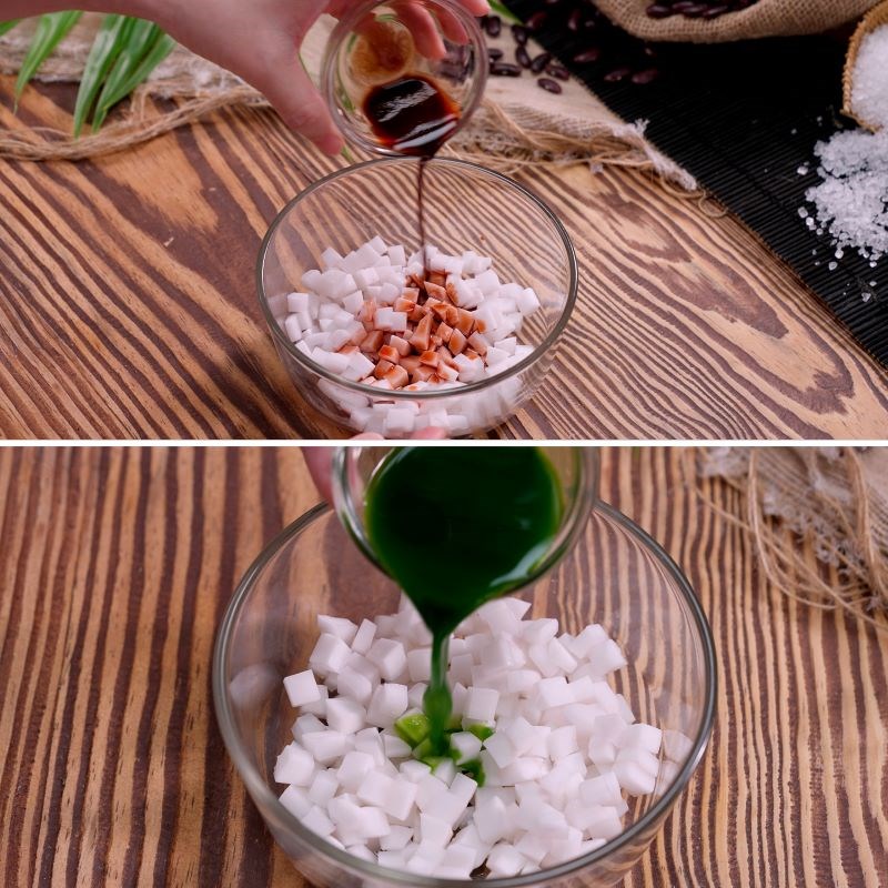 Bước 2 Làm trân châu cùi dừa Chè đậu đỏ bột lọc