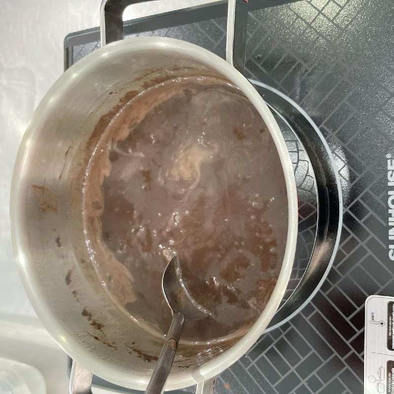 Bước 2 Nấu rau câu Bánh Trung Thu rau câu socola nhân bánh flan