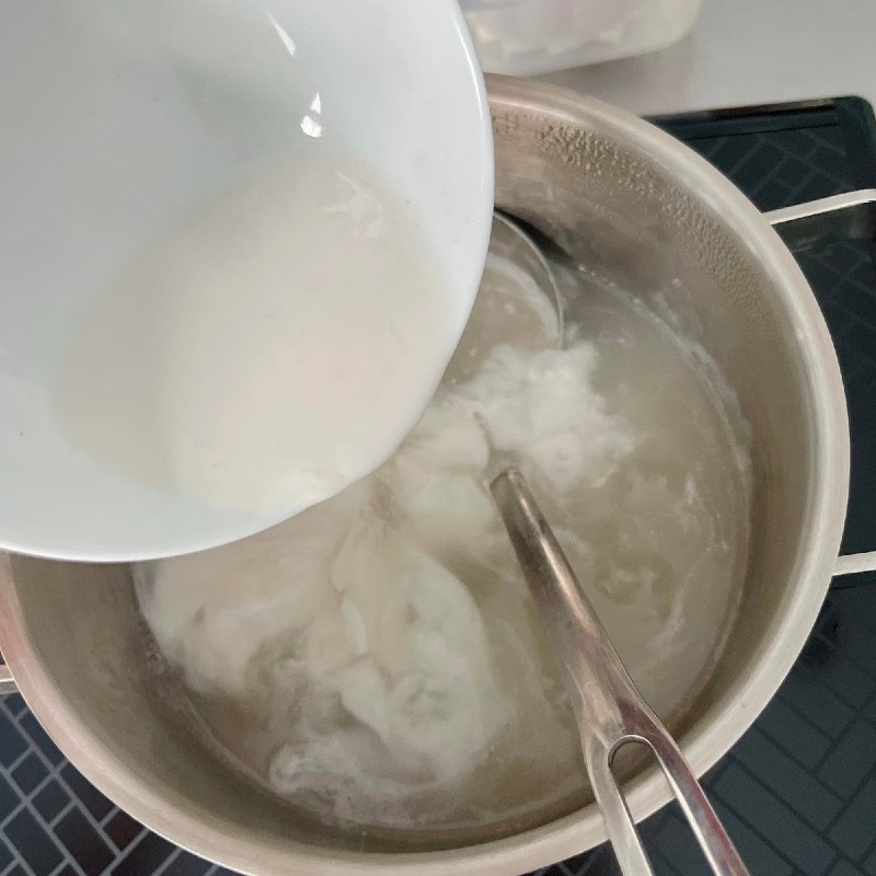 Bước 4 Nấu rau câu Bánh Trung Thu rau câu thanh long đỏ nhân flan