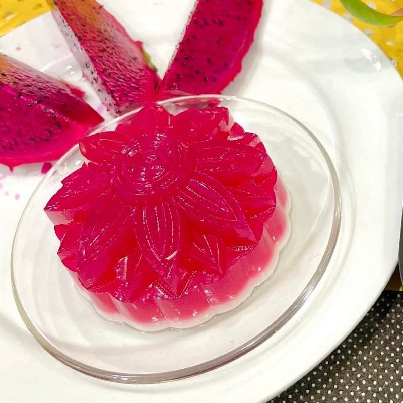 Bước 6 Thành phẩm Bánh Trung Thu rau câu thanh long đỏ nhân flan