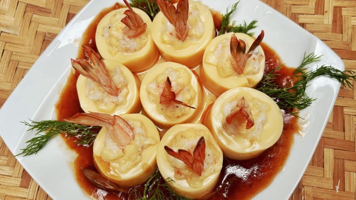 Đậu hũ hấp tôm và hấp thịt