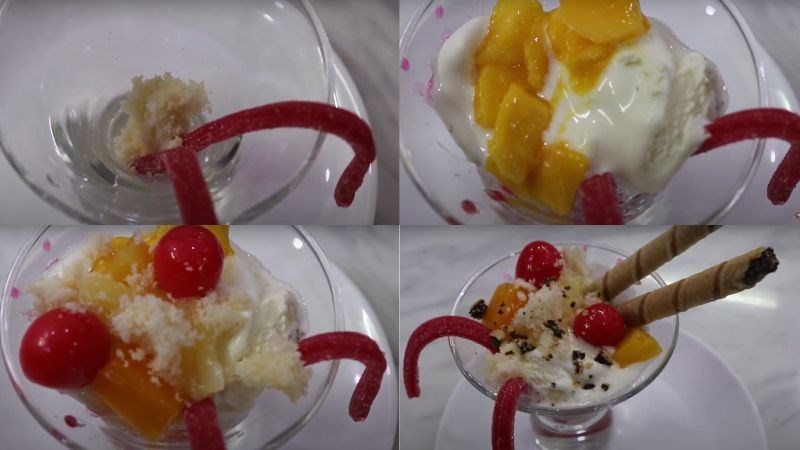 C&aacute;c bước thực hiện trang tr&iacute; kem ly với kẹo dẻo v&agrave; b&aacute;nh quế