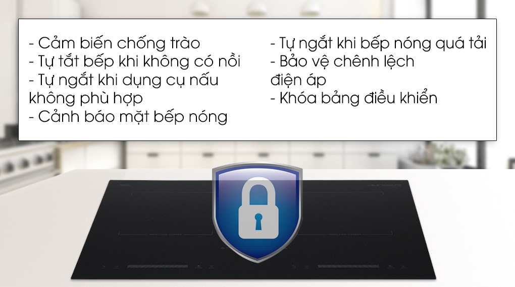 Các tính năng an toàn của bếp từ đôi lắp âm Junger CEJ-200-II