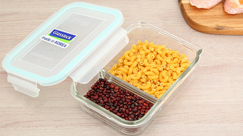 Hộp đựng thực phẩm thủy tinh 2 ngăn 670 ml Glasslock MCRK067