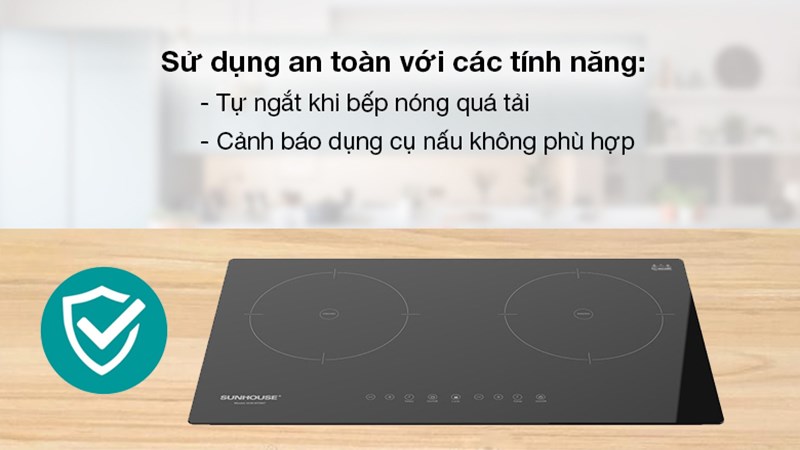 Chức năng an to&agrave;n của bếp từ đ&ocirc;i lắp &acirc;m Sunhouse SHB9111MT
