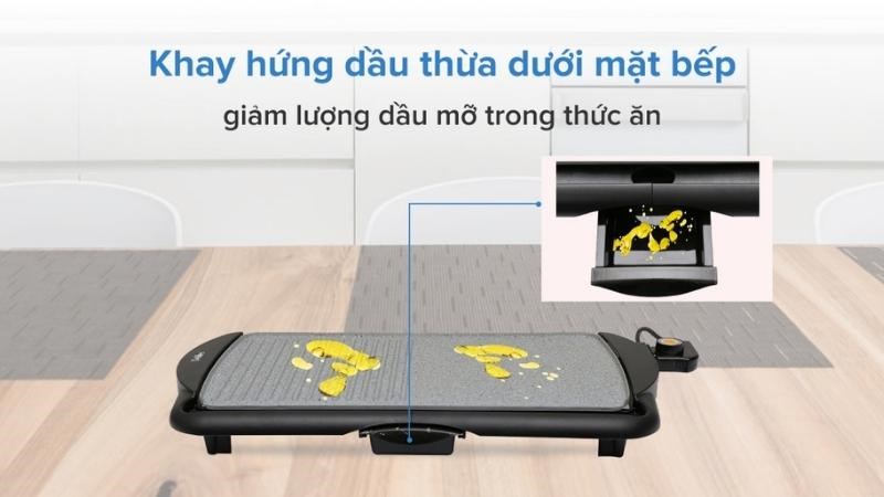Ưu điểm khay hứng dầu thừa bếp nướng điện Delites BN03
