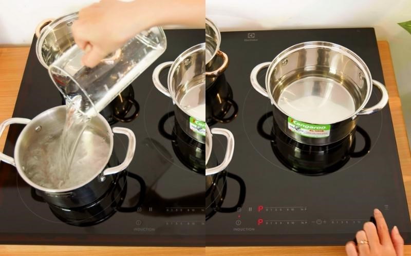 Cho nước v&agrave;o nồi v&agrave; sử dụng chức năng Power Booster để đun s&ocirc;i