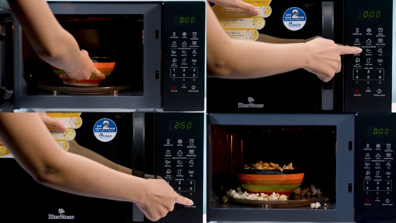 Hướng dẫn l&agrave;m bắp rang bơ bằng l&ograve; vi s&oacute;ng Bluestone MOB-7833 25 l&iacute;t