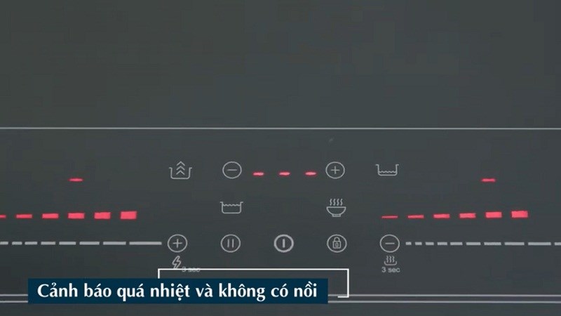 Chức năng cảnh b&aacute;o qu&aacute; nhiệt v&agrave; kh&ocirc;ng c&oacute; nồi của bếp từ đ&ocirc;i lắp &acirc;m Teka IBC 7320 D