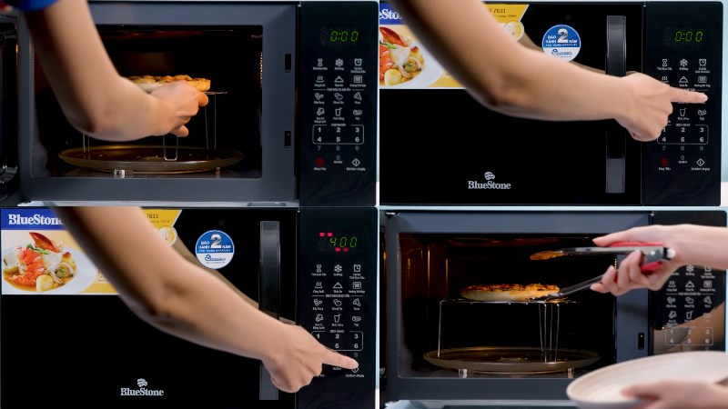 Hướng dẫn nướng b&aacute;nh pizza bằng l&ograve; vi s&oacute;ng Bluestone MOB-7833 25 l&iacute;t
