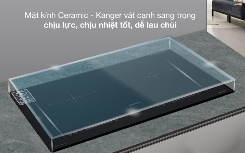 Bếp từ có chất liệu mặt kính Ceramic - Kanger chịu lực, chịu nhiệt tốt và dễ lau chùi