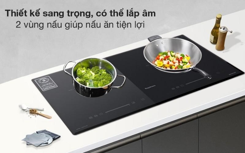 Bếp được trang bị 2 vùng nấu giúp nấu ăn tiện lợi