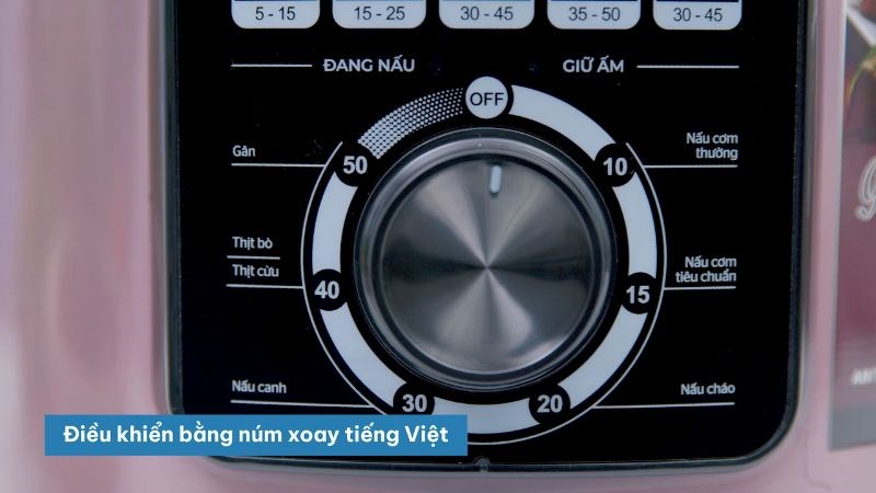 Bảng điều khiển tiếng Việt c&oacute; t&iacute;ch hợp sẵn 6 chế độ nấu