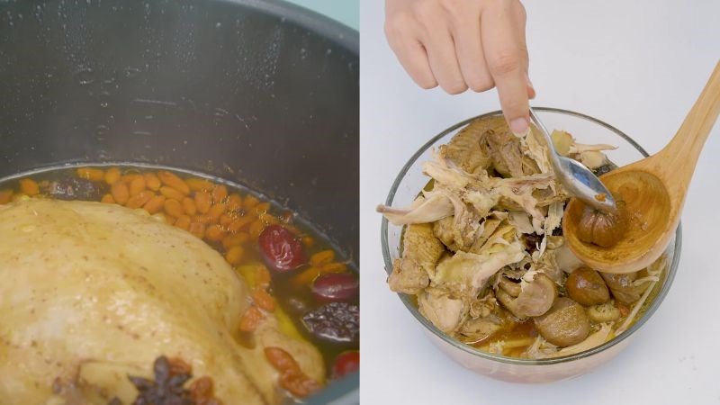 Th&agrave;nh phẩm m&oacute;n g&agrave; hầm hạt dẻ rất mềm, ngon