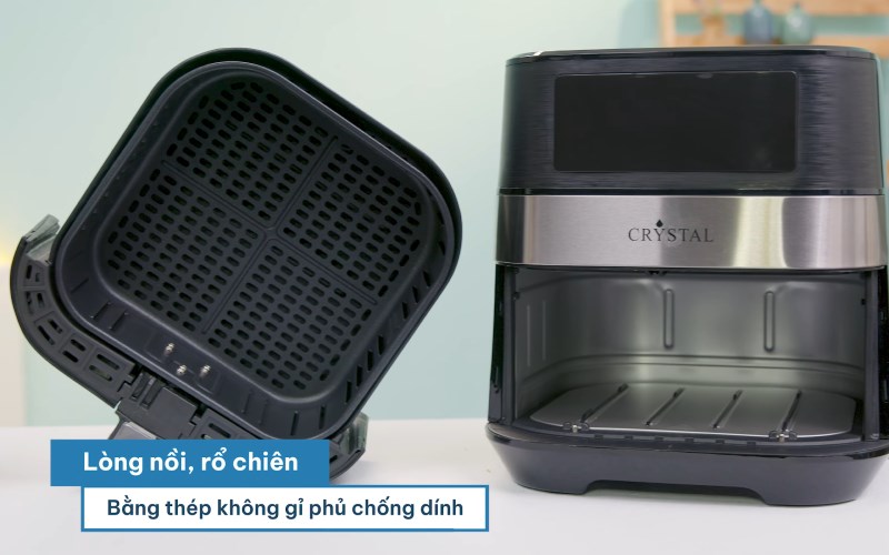 Nồi chi&ecirc;n kh&ocirc;ng dầu Crystal TXG-S5T14 c&oacute; l&ograve;ng v&agrave; rổ chi&ecirc;n phủ chống d&iacute;nh