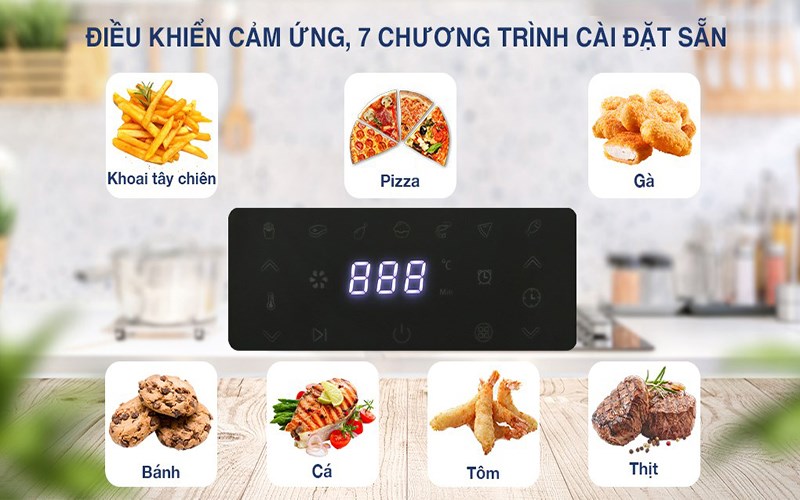 7 chương tr&igrave;nh nấu của nồi chi&ecirc;n kh&ocirc;ng dầu Crystal TXG-S5T14