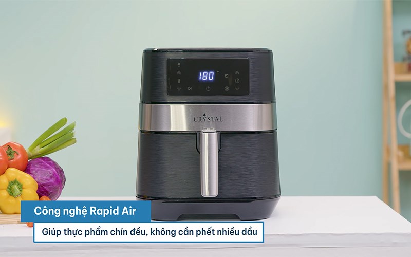 Nồi chi&ecirc;n kh&ocirc;ng dầu Crystal TXG-S5T14 d&ugrave;ng c&ocirc;ng nghệ Rapid Air, c&ocirc;ng suất 1700W