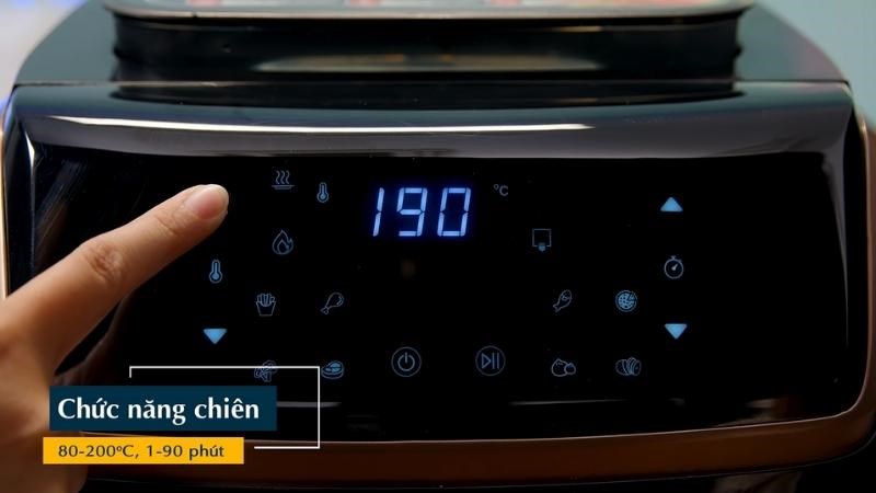 C&ocirc;ng suất chi&ecirc;n 1700W, thời gian từ 1 - 90 ph&uacute;t