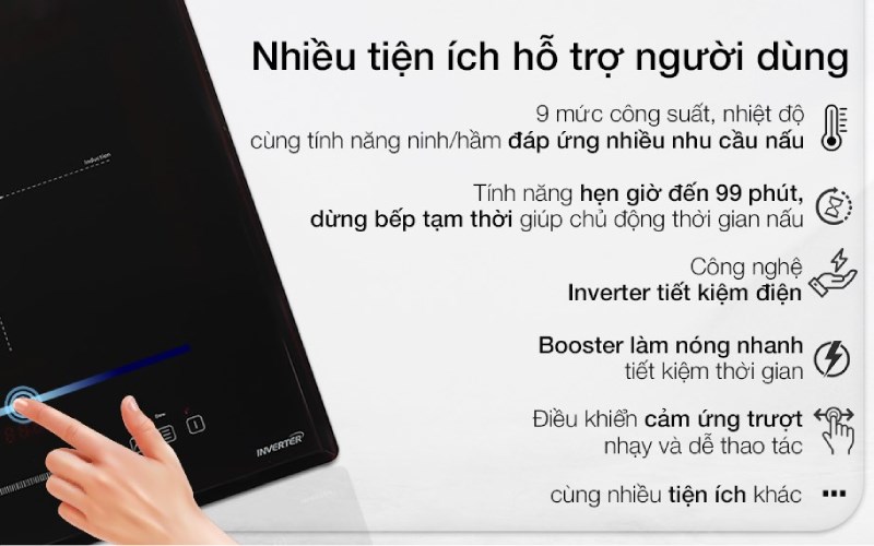 T&iacute;nh năng th&ocirc;ng minh của Bếp điện từ đ&ocirc;i lắp &acirc;m Nagakawa NK2C05MB