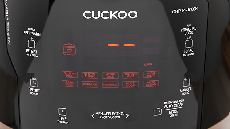 Bảng điều khiển của nồi cơm điện tử &aacute;p suất 1.8 l&iacute;t Cuckoo CRP-PK1000S/BKCGVNCV