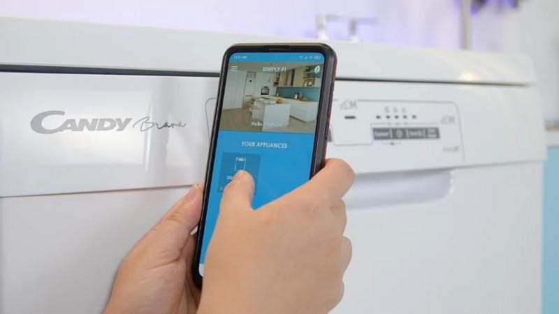 m&aacute;y rửa ch&eacute;n độc lập c&oacute; sấy Candy CDPN 1L390PW  c&oacute; app ri&ecirc;ng để điều khiển