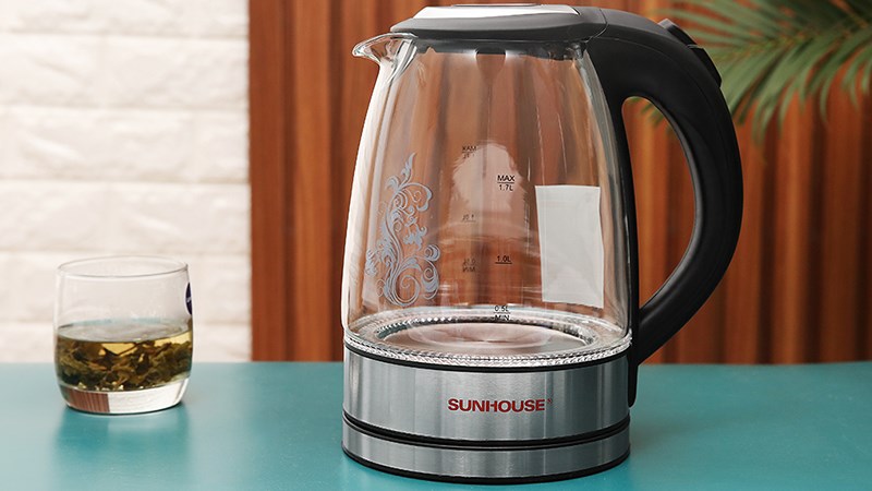 B&igrave;nh đun si&ecirc;u t&ocirc;́c thủy tinh Sunhouse 1.7 l&iacute;t SHD1217 Đen