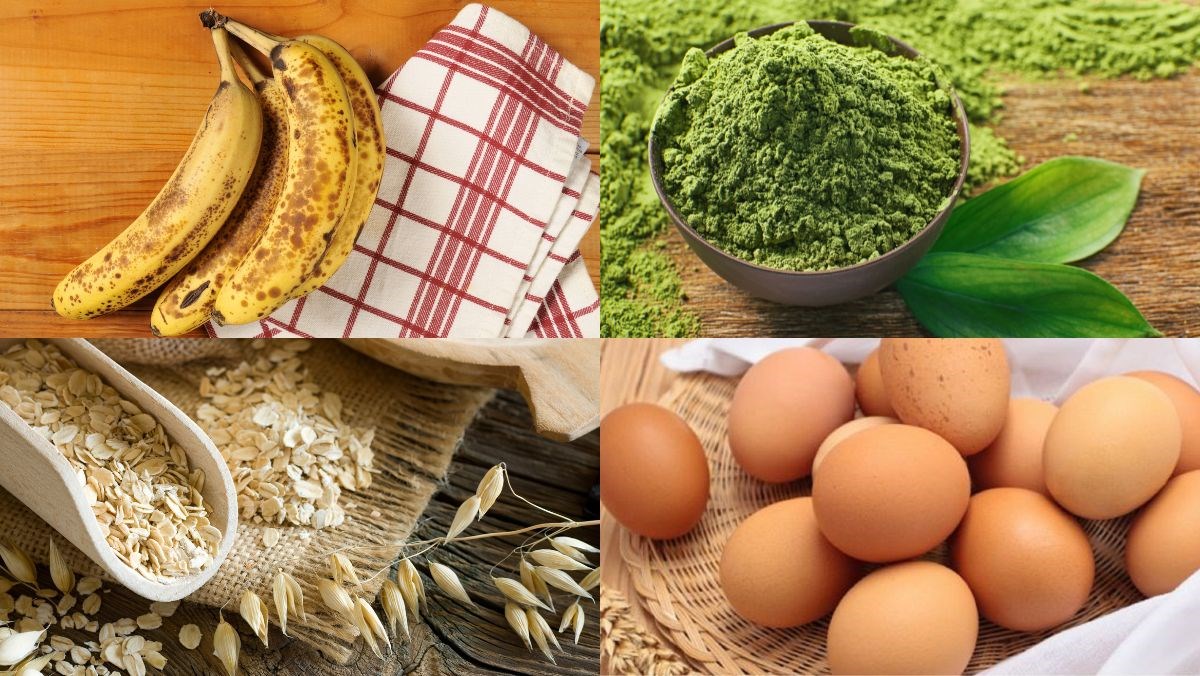 Nguyên liệu món ăn bánh mì yến mạch chuối vị trà xanh