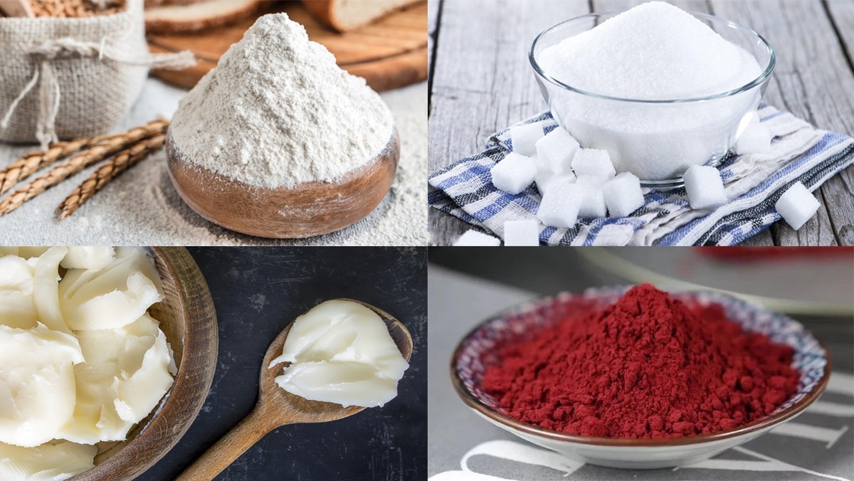 Nguyên liệu món ăn cách làm bánh hoa đào ngàn lớp nhân đậu đỏ