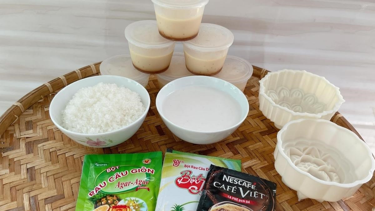 Nguyên liệu món ăn bánh trung thu rau câu nhân bánh flan