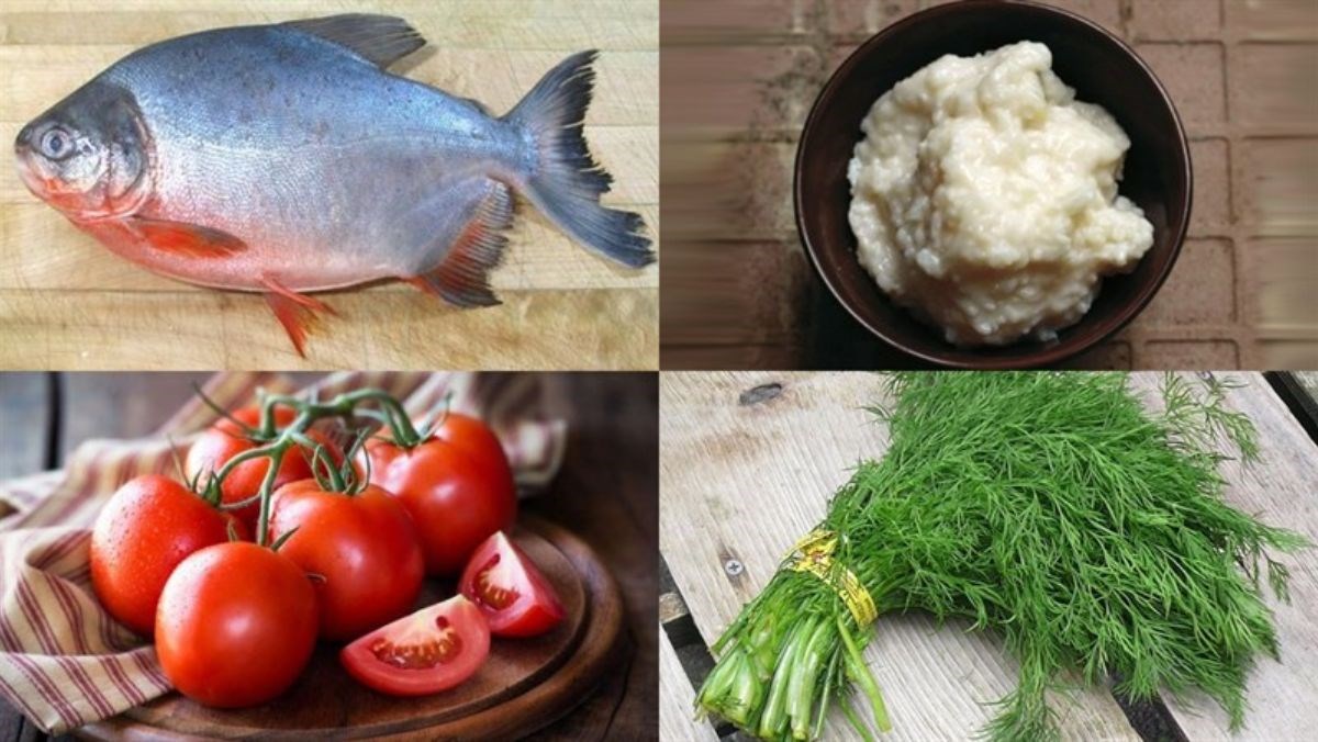 Nguyên liệu làm món cá chim nấu canh chua với mẻ
