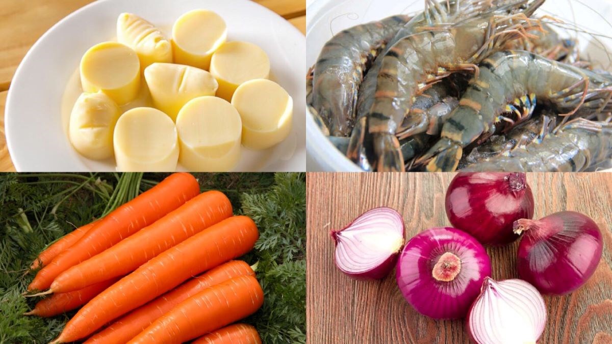 Nguyên liệu của món đậu hũ hấp tôm
