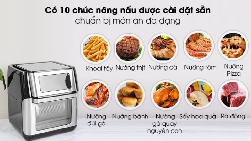 Lò trang bị 10 chức năng nấu sẵn tiện lợi