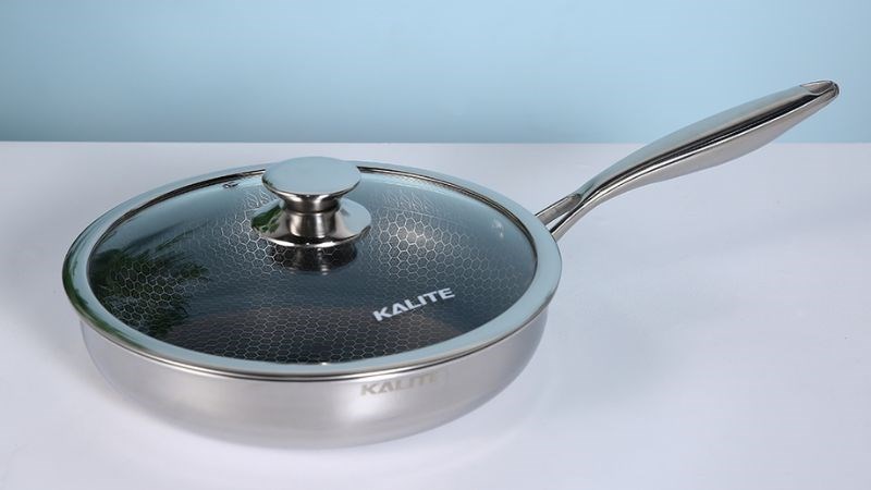 Chảo inox s&acirc;u chống d&iacute;nh tổ ong đ&aacute;y từ nắp k&iacute;nh 26 cm Kalite KL-326 