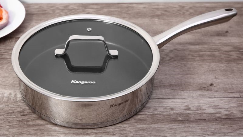 Chảo inox chống d&iacute;nh đ&aacute;y từ nắp k&iacute;nh 26cm Kangaroo KG01F126 